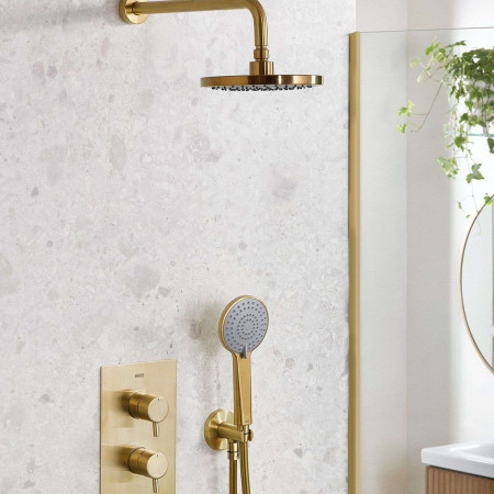 PRISMBBSHWRPK2 Bristan Prism Brushed Brass Concealed Shower Pack with Fixed Head and Handset Lifestyle