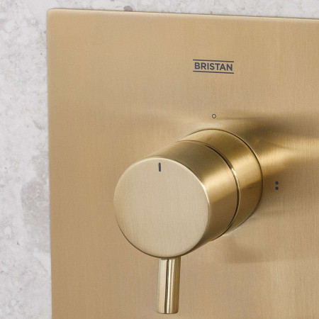 PRISMBBSHWRPK2 Bristan Prism Brushed Brass Concealed Shower Pack with Fixed Head and Handset Valve Close Up