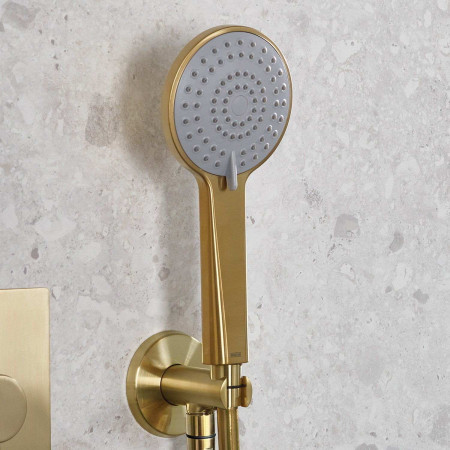 PRISMBBSHWRPK2 Bristan Prism Brushed Brass Concealed Shower Pack with Fixed Head and Handset Close Up