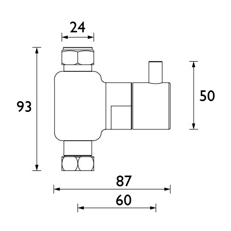 PM SDIV C Bristan Prism Contemporary In Line Diverter Line Drawing