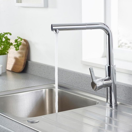 PR PULLSNK C Bristan Profile Extended Pull Down Kitchen Sink Mixer Switched On