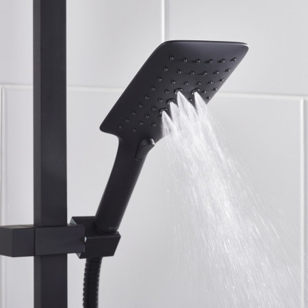QDSHXDIVCTFFBLK Bristan Quadrato Safe Touch Black Thermostatic Rigid Riser Bar Shower Handset Setting One