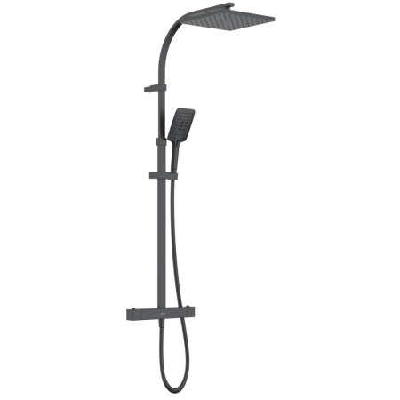 Bristan Quadrato Safe Touch Black Thermostatic Rigid Riser Bar Shower