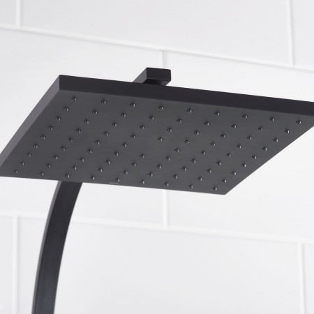 QDSHXDIVCTFFBLK Bristan Quadrato Safe Touch Black Thermostatic Rigid Riser Bar Shower Drench Head Switched Off