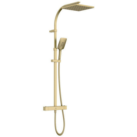 Bristan Quadrato Safe Touch Brushed Brass Thermostatic Rigid Riser Bar Shower