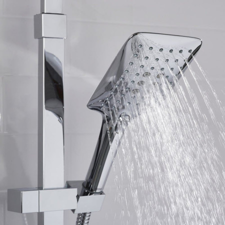 QDSHXDIVCTFFC Bristan Quadrato Safe Touch Chrome Thermostatic Rigid Riser Bar Shower Handset Setting Three