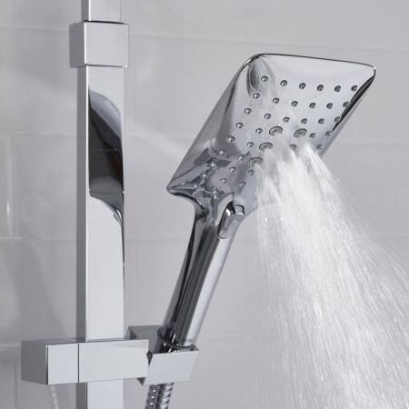 QDSHXDIVCTFFC Bristan Quadrato Safe Touch Chrome Thermostatic Rigid Riser Bar Shower Handset Setting One