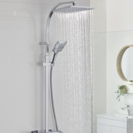 QDSHXDIVCTFFC Bristan Quadrato Safe Touch Chrome Thermostatic Rigid Riser Bar Shower Lifestyle