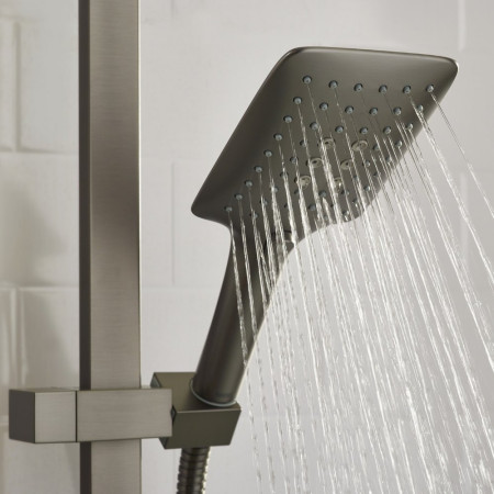 QDSHXDIVCTFFGM Bristan Quadrato Safe Touch Gunmetal Thermostatic Rigid Riser Bar Shower Handset Setting Two