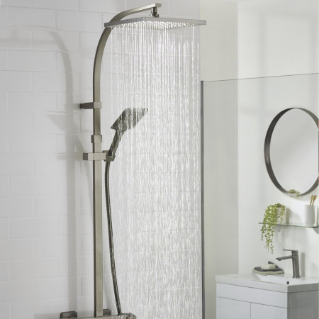 QDSHXDIVCTFFGM Bristan Quadrato Safe Touch Gunmetal Thermostatic Rigid Riser Bar Shower Lifestyle