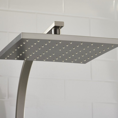 QDSHXDIVCTFFGM Bristan Quadrato Safe Touch Gunmetal Thermostatic Rigid Riser Bar Shower Drench Head Closeup