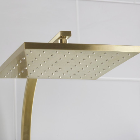 QBSHXDIVCTFFBB Bristan Qubo Thermostatic Bar Shower with Rigid Riser in Brushed Brass Drench Head
