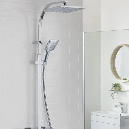 QBSHXDIVCTFFC Bristan Qubo Thermostatic Bar Shower with Rigid Riser in Chrome Lifestyle
