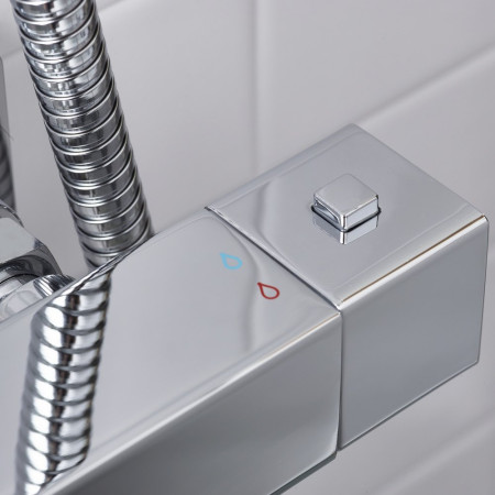 QBSHXDIVCTFFC Bristan Qubo Thermostatic Bar Shower with Rigid Riser in Chrome Temperature Handle