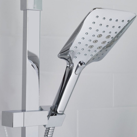 QBSHXDIVCTFFC Bristan Qubo Thermostatic Bar Shower with Rigid Riser in Chrome Handset