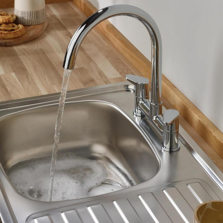 QST DSM C Bristan Quest Deck Sink Mixer Installed on Kitchen Sink