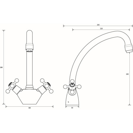 RGSNKEFC Bristan Regency Easyfit Sink Mixer Dimensions