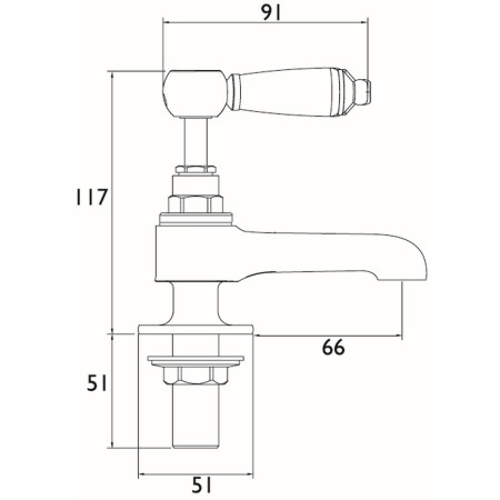 RS2 1/2 C Bristan Renaissance Basin Taps Chrome Finish Line Drawing