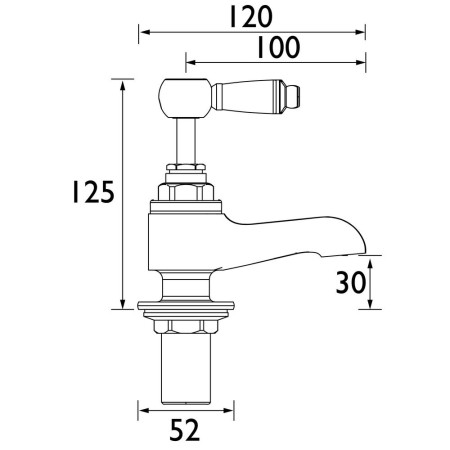 RS3/4C Bristan Renaissance Bath Taps Chrome Plated Line Drawing