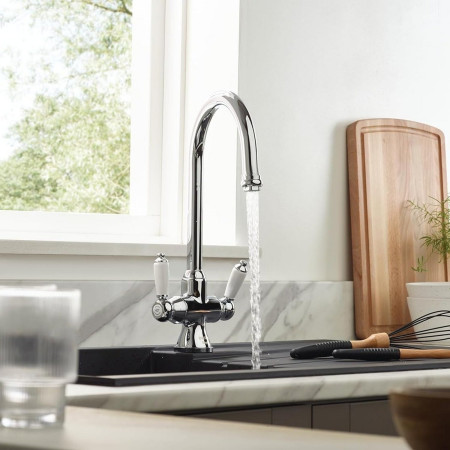RSSNKEFC Bristan Renaissance Easyfit Sinker Mixer in Chrome Kitchen Setting