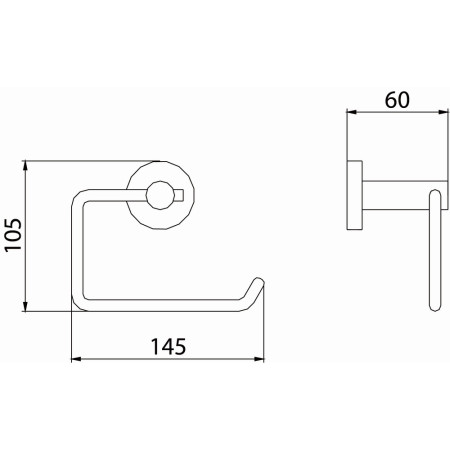 RD ROLL C Bristan Round Chrome Toilet Roll Holder Line Drawing