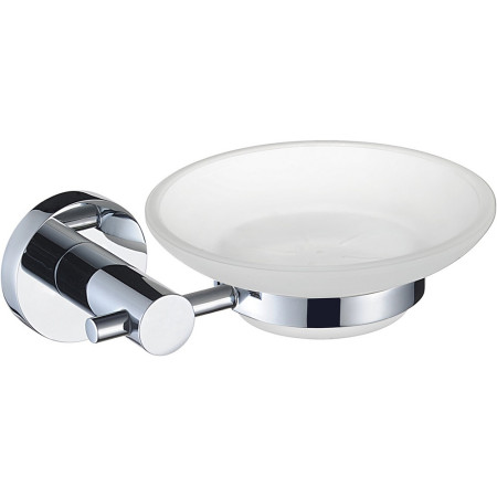 RD DISH C Bristan Round Chrome and Frosted Glass Soap Dish