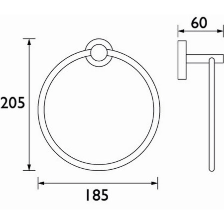 RD RING BB Bristan Round Towel Ring in Brushed Brass Line Drawing