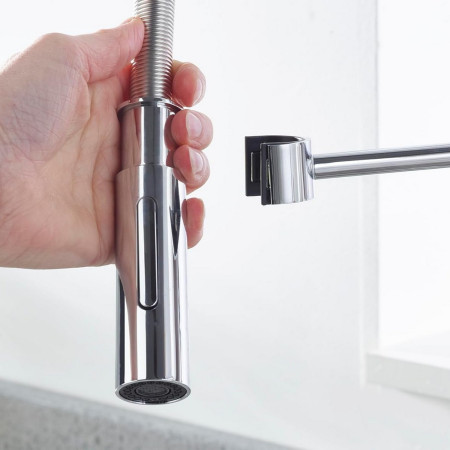 SAPROSNKC Bristan Sabre Professional Pull Down Kitchen Sink Mixer Hose Close Up