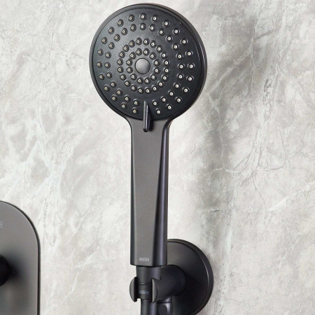 SAFFRONBLKSHWRPK2 Bristan Saffron Black Concealed Dual Control Two Outlet Shower Pack Handset Close Up