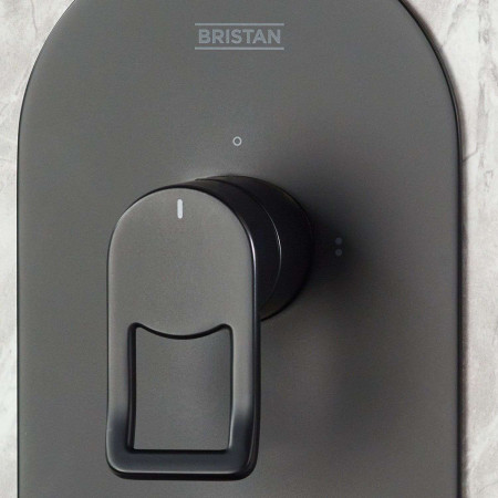 SAFFRONBLKSHWRPK2 Bristan Saffron Black Concealed Dual Control Two Outlet Shower Pack Valve Close Up