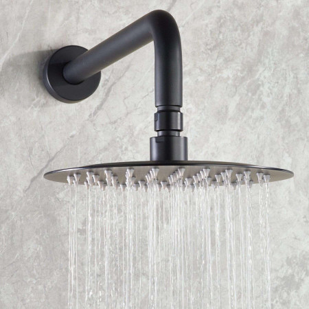 SAFFRONBLKSHWRPK2 Bristan Saffron Black Concealed Dual Control Two Outlet Shower Pack Drench Head Close Up