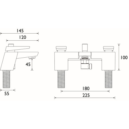 SAI BSM C Bristan Sail Bath Shower Mixer Dimensions