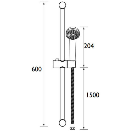 KIT100C Bristan Single Function Slide Bar Shower Kit Line Drawing