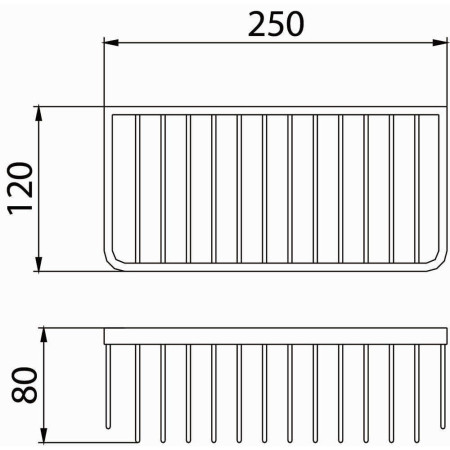 COMPBASK03C Bristan Small Wall Fixed Wire Basket Line Drawing