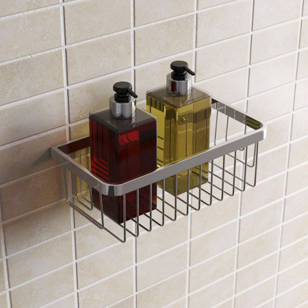 COMPBASK03C Bristan Small Wall Fixed Wire Basket Lifestyle