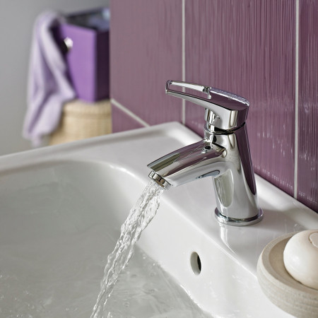 SM BAS C Bristan Smile Basin Mixer with Clicker Waste Chrome Bathroom Setting