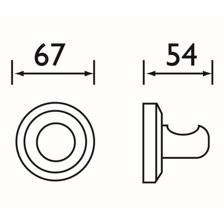 SO HOOK C Bristan Solo Robe Hook Chrome Plated Line Drawing