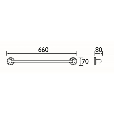 SO RAIL C Bristan Solo Towel Rail Chrome Plated Line Drawing