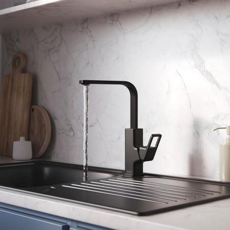 SPREFSNKBLK Bristan Spruce Easyfit Kitchen Sink Mixer in Black Kitchen Setting