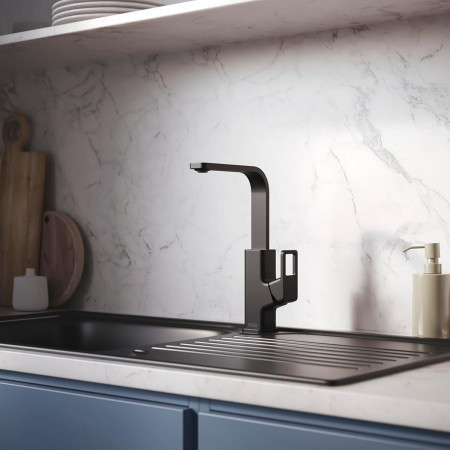 SPREFSNKBLK Bristan Spruce Easyfit Kitchen Sink Mixer in Black Lifestyle