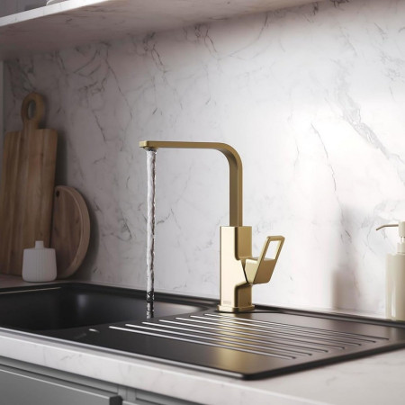 SPREFSNKBB Bristan Spruce Easyfit Kitchen Sink Mixer in Brushed Brass Kitchen Setting