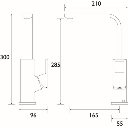 SPREFSNKSS Bristan Spruce Easyfit Kitchen Sink Mixer in Stainless Steel Line Drawing