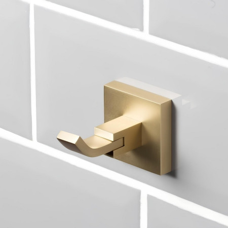 SQHOOKBB Bristan Square Brushed Brass Robe Hook Lifestyle