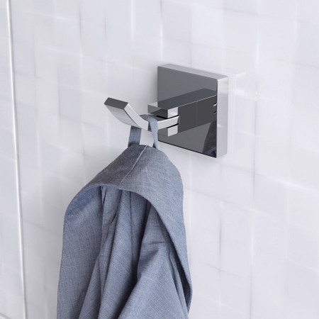 SQ HOOK C Bristan Square Chrome Robe Hook Lifestyle