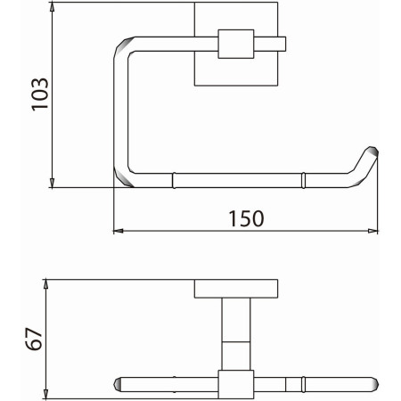 SQ ROLL C Bristan Square Chrome Toilet Roll Holder Line Drawing