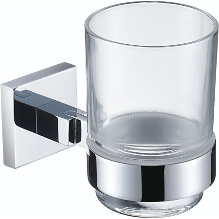 SQ HOLD C Bristan Square Chrome and Glass Tumbler and Holder