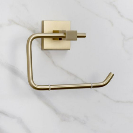 SQ ROLL BB Bristan Square Toilet Roll Holder Brushed Brass Lifestyle