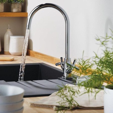 TNG EFSNK C Bristan Tangerine Easyfit Monobloc Sink Mixer Chrome Kitchen Setting