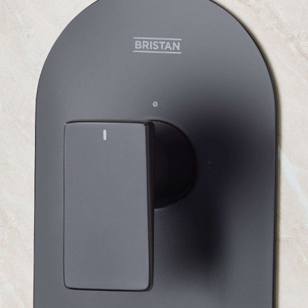 TANGRAMBLKSHWRPK2 Bristan Tangram Black Concealed Dual Control Two Outlet Shower Pack Valve Close Up