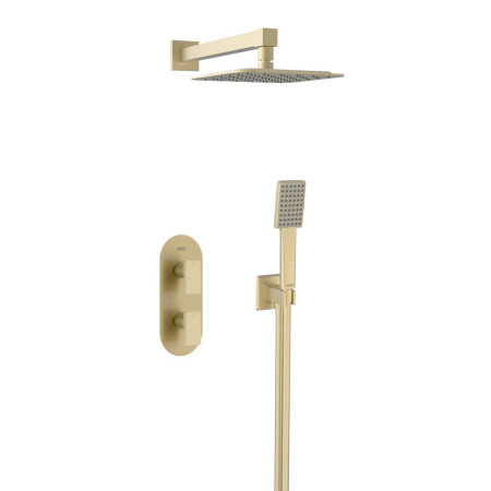 Bristan Tangram Brushed Brass Concealed Dual Control Two Outlet Shower Pack